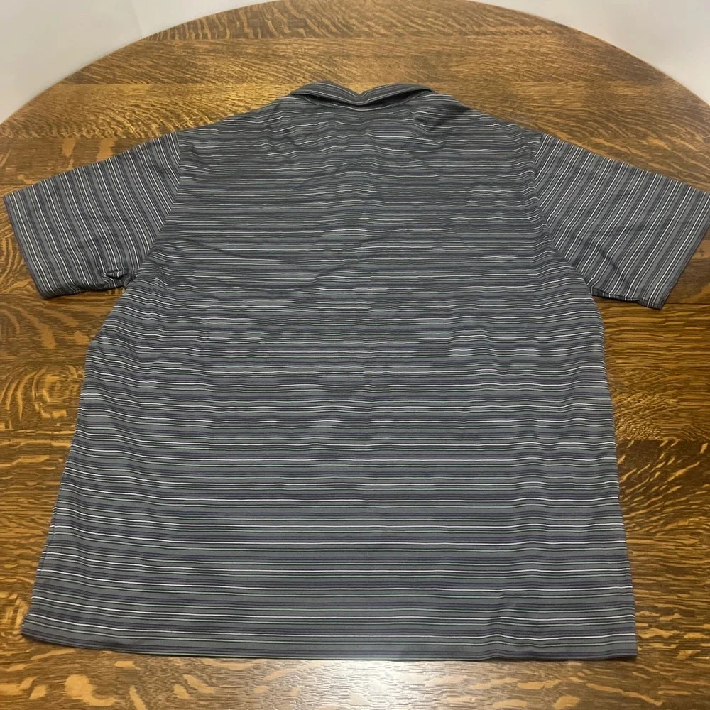Nike Tiger Woods Collection Polo Mens XL Gray Striped Dri-FIT Golf Shirt